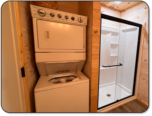 A view from the deck of the cabin at M & M Outdoors Campground.